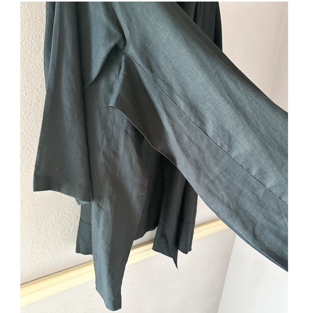 Marie Choi Black Linen Open Front Lagenlook Cardigan - Picture 2 of 5